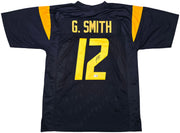 West Virginia Mountaineer Geno Smith Autographed Blue Jersey Beckett BAS Witness Stock #254165