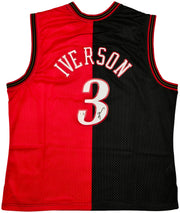 Philadelphia 76ers Allen Iverson Autographed Black & Red Authentic Mitchell & Ness 2000-01 HWC Swingman Split Jersey Size 2XL Beckett BAS Witness Stock #253625