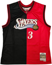 Philadelphia 76ers Allen Iverson Autographed Black & Red Authentic Mitchell & Ness 2000-01 HWC Swingman Split Jersey Size XL Beckett BAS Witness Stock #253624