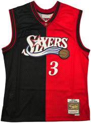 Philadelphia 76ers Allen Iverson Autographed Black & Red Authentic Mitchell & Ness 2000-01 HWC Swingman Split Jersey Size L Beckett BAS Witness Stock #253623