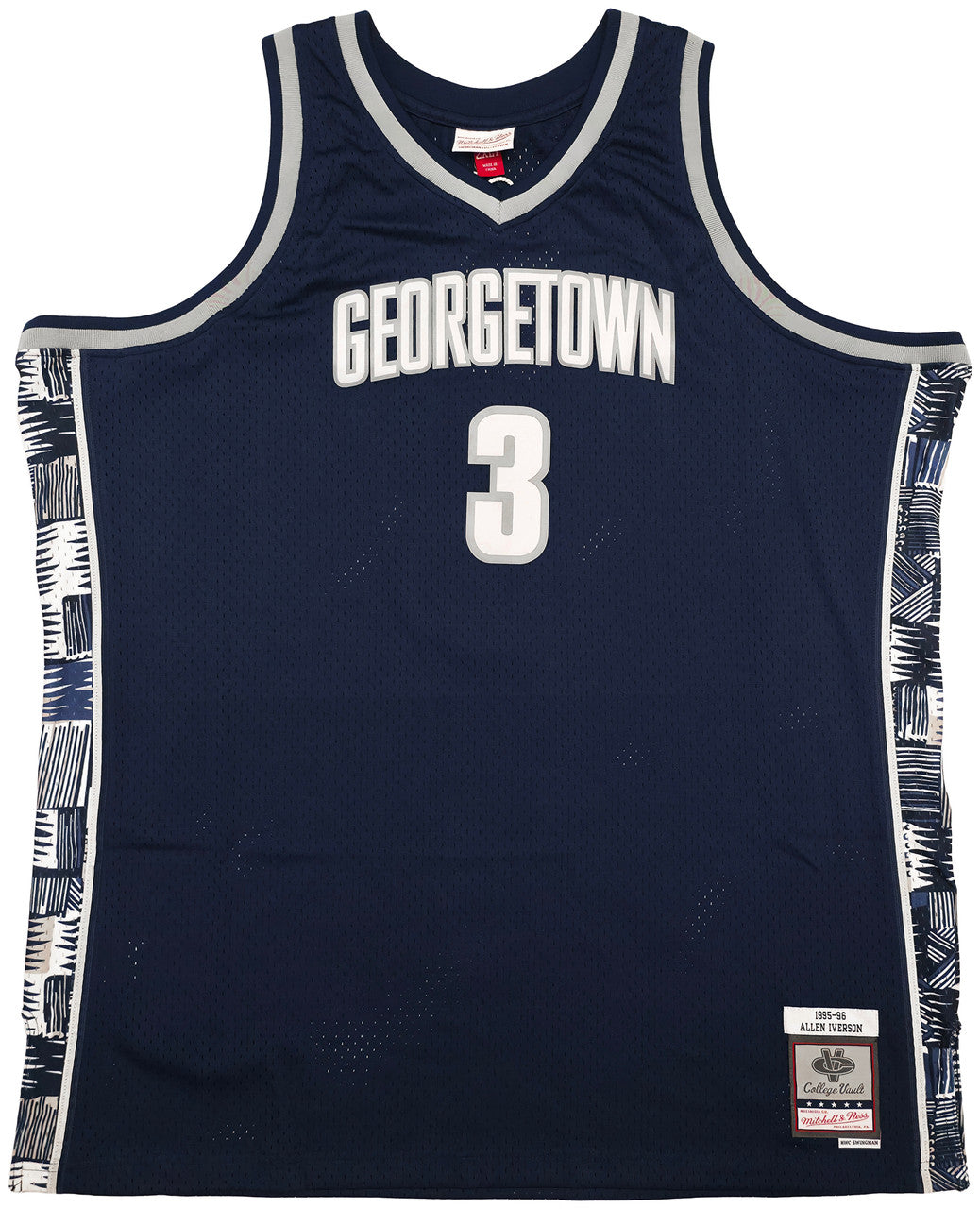 Georgetown Hoyas Allen Iverson Autographed Blue Authentic Mitchell & Ness 1995-96 College Vault Jersey Size 2XLT Beckett BAS Witness Stock #253630