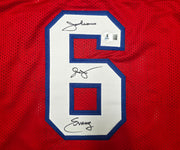 Philadelphia 76ers Julius "Dr. J" Erving Autographed Red Jersey Beckett BAS Witness Stock #253704