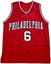 Philadelphia 76ers Julius "Dr. J" Erving Autographed Red Jersey Beckett BAS Witness Stock #253704