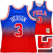 Philadelphia 76ers Allen Iverson Autographed Red Authentic Mitchell & Ness 1996-97 HWC Swingman Fadeaway Jersey Size L Beckett BAS Witness Stock #253632