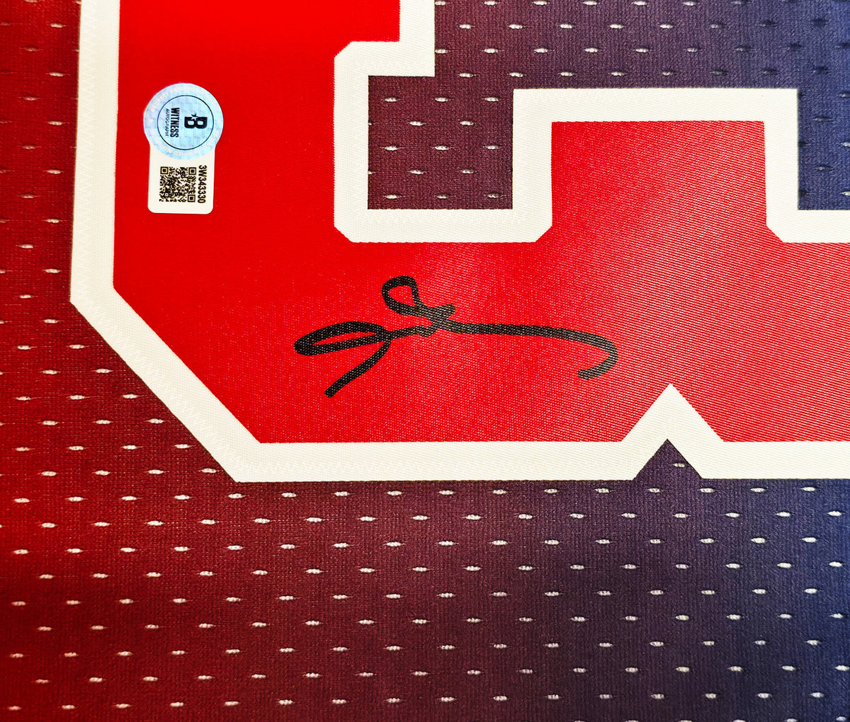 Philadelphia 76ers Allen Iverson Autographed Red Authentic Mitchell & Ness 1996-97 HWC Swingman Fadeaway Jersey Size L Beckett BAS Witness Stock #253632