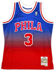Philadelphia 76ers Allen Iverson Autographed Red Authentic Mitchell & Ness 1996-97 HWC Swingman Fadeaway Jersey Size L Beckett BAS Witness Stock #253632