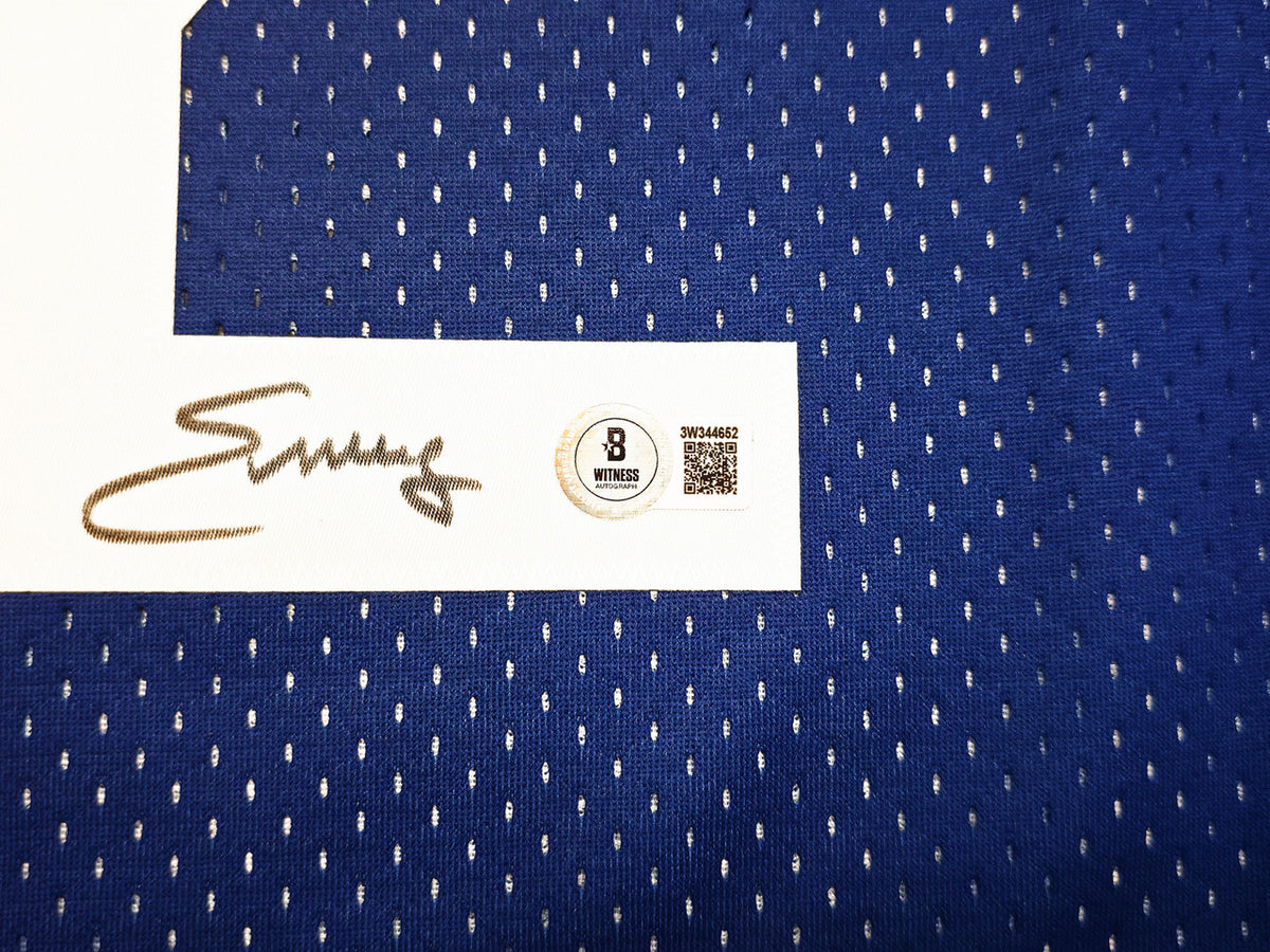 New York Nets Julius "Dr. J" Erving Autographed Red & Blue Authentic Mitchell & Ness 1973-74 HWC Swingman Jersey Size L Beckett BAS Witness Stock #253701