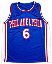 Philadelphia 76ers Julius "Dr. J" Erving Autographed Blue Jersey Beckett BAS Witness Stock #253703
