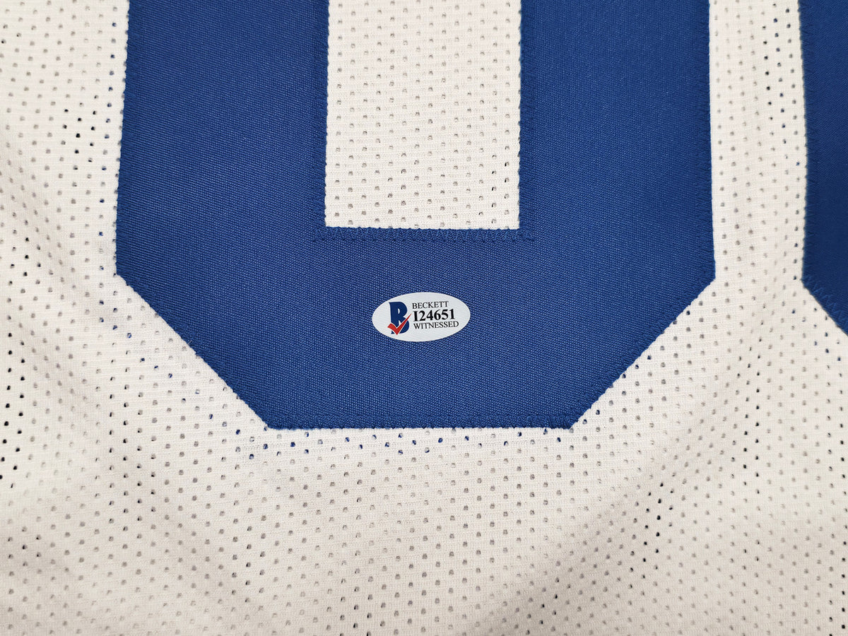Dallas Cowboys Alvin Harper Autographed White Jersey Beckett BAS Witness Stock #253766