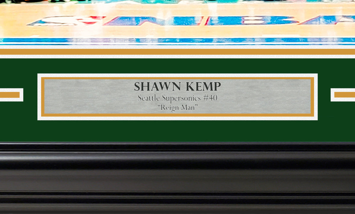 Shawn Kemp Autographed Framed 16x20 Photo Seattle Supersonics Slam Dunk Contest MCS Holo Stock #254256