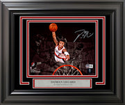 Damian Lillard Autographed Framed 8x10 Photo Portland Trail Blazers Spotlight Dunk Beckett BAS Witness Stock #254266