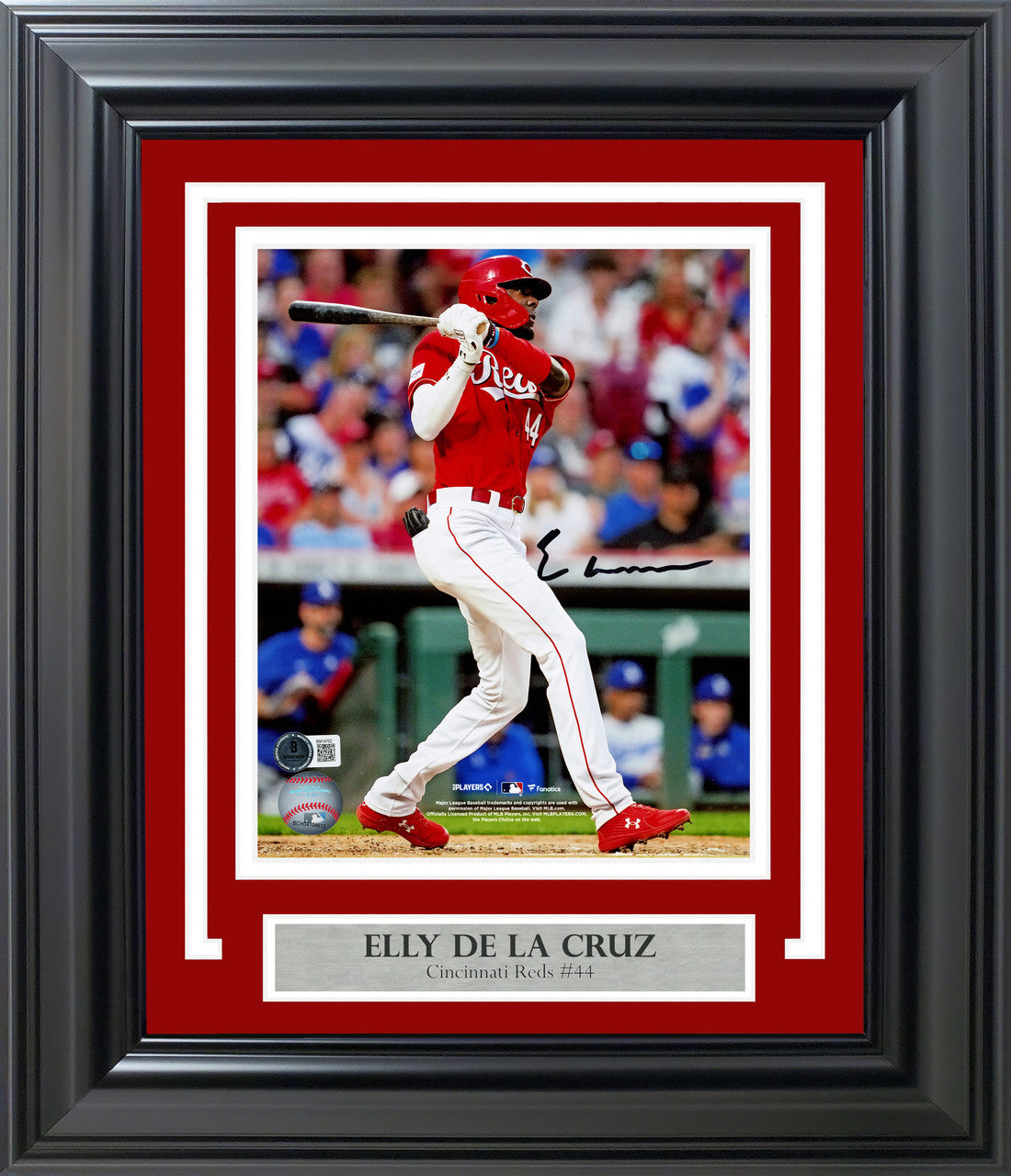 Elly De La Cruz Autographed Framed 8x10 Photo Cincinnati Reds HR Swing Beckett BAS QR Stock #254270