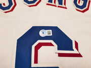 Texas Rangers Josh Jung Autographed White Jersey "23 WS Champs" Beckett BAS Witness Stock #253564