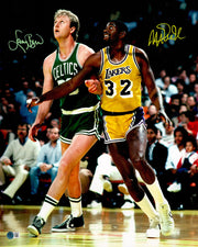 Larry Bird & Magic Johnson Autographed Framed 16x20 Photo Beckett BAS Witness Stock #265808