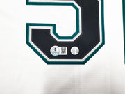 Seattle Mariners Ichiro Suzuki Autographed White Nike Jersey Size XL "HOF 25" IS Holo & Beckett BAS Witness Stock #254346