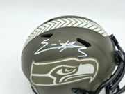 Nick Emmanwori Autographed Seattle Seahawks Army Green 2022 Salute To Service Speed Mini Helmet Beckett BAS Witness Stock #256026