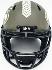 Nick Emmanwori Autographed Seattle Seahawks Army Green 2022 Salute To Service Speed Mini Helmet Beckett BAS Witness Stock #256026