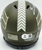 Nick Emmanwori Autographed Seattle Seahawks Army Green 2022 Salute To Service Speed Mini Helmet Beckett BAS Witness Stock #256026