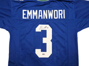 Seattle Seahawks Nick Emmanwori Autographed Throwback Blue Jersey Beckett BAS Witness Stock #256038
