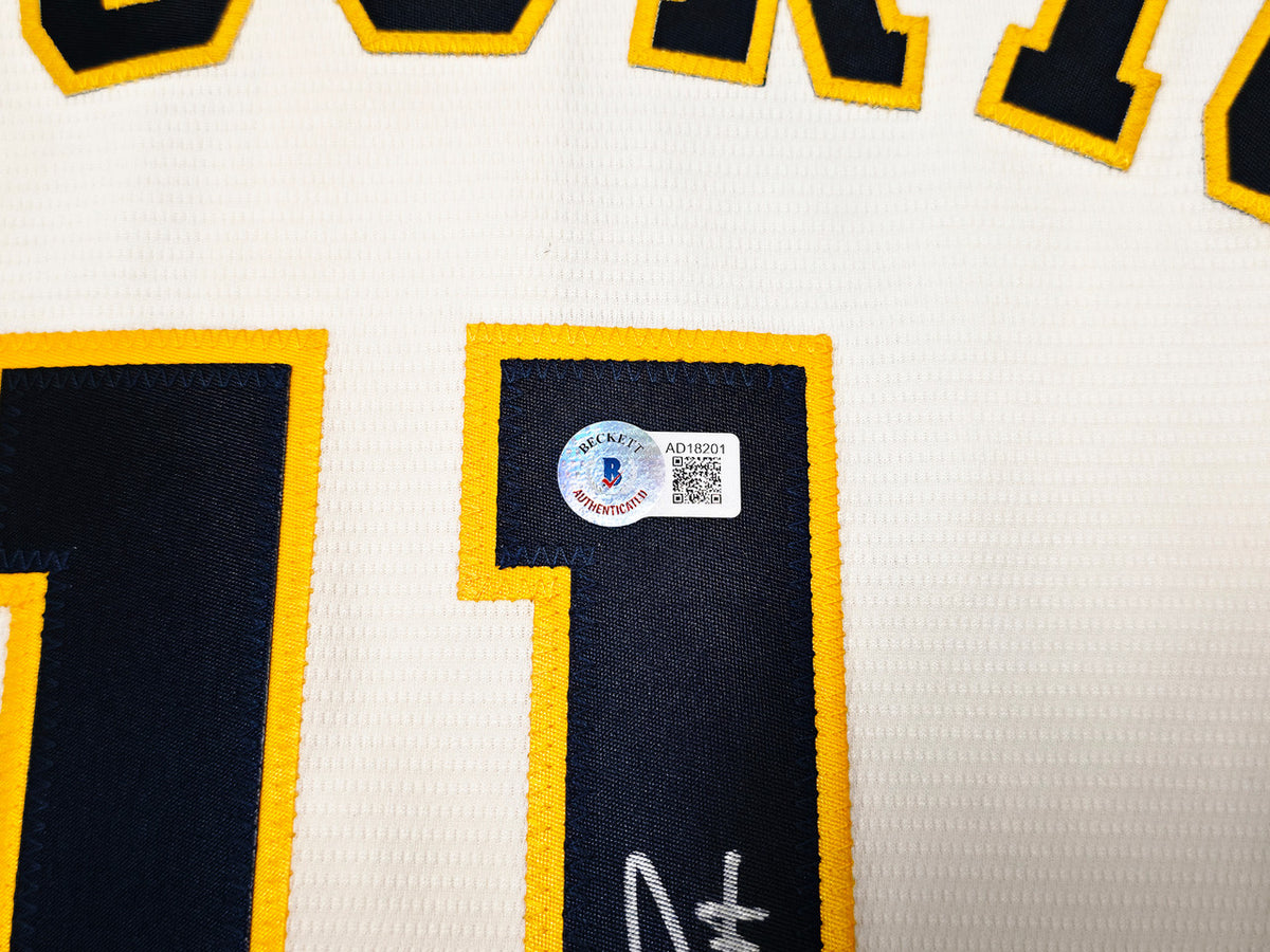 Milwaukee Brewers Jackson Chourio Autographed Cream Nike Jersey Size L Beckett BAS QR Stock #254434