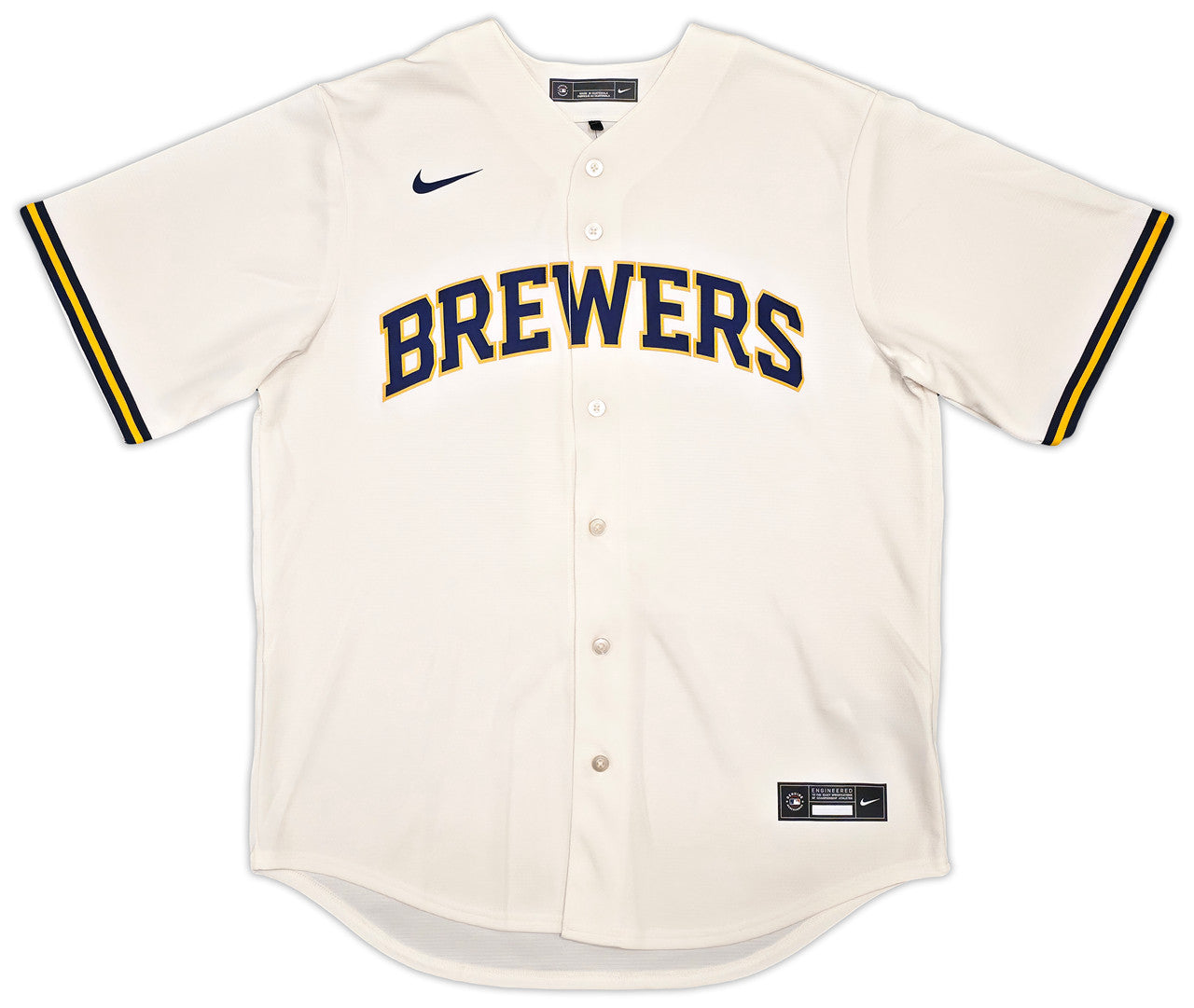Milwaukee Brewers Jackson Chourio Autographed Cream Nike Jersey Size XL Beckett BAS QR Stock #254435