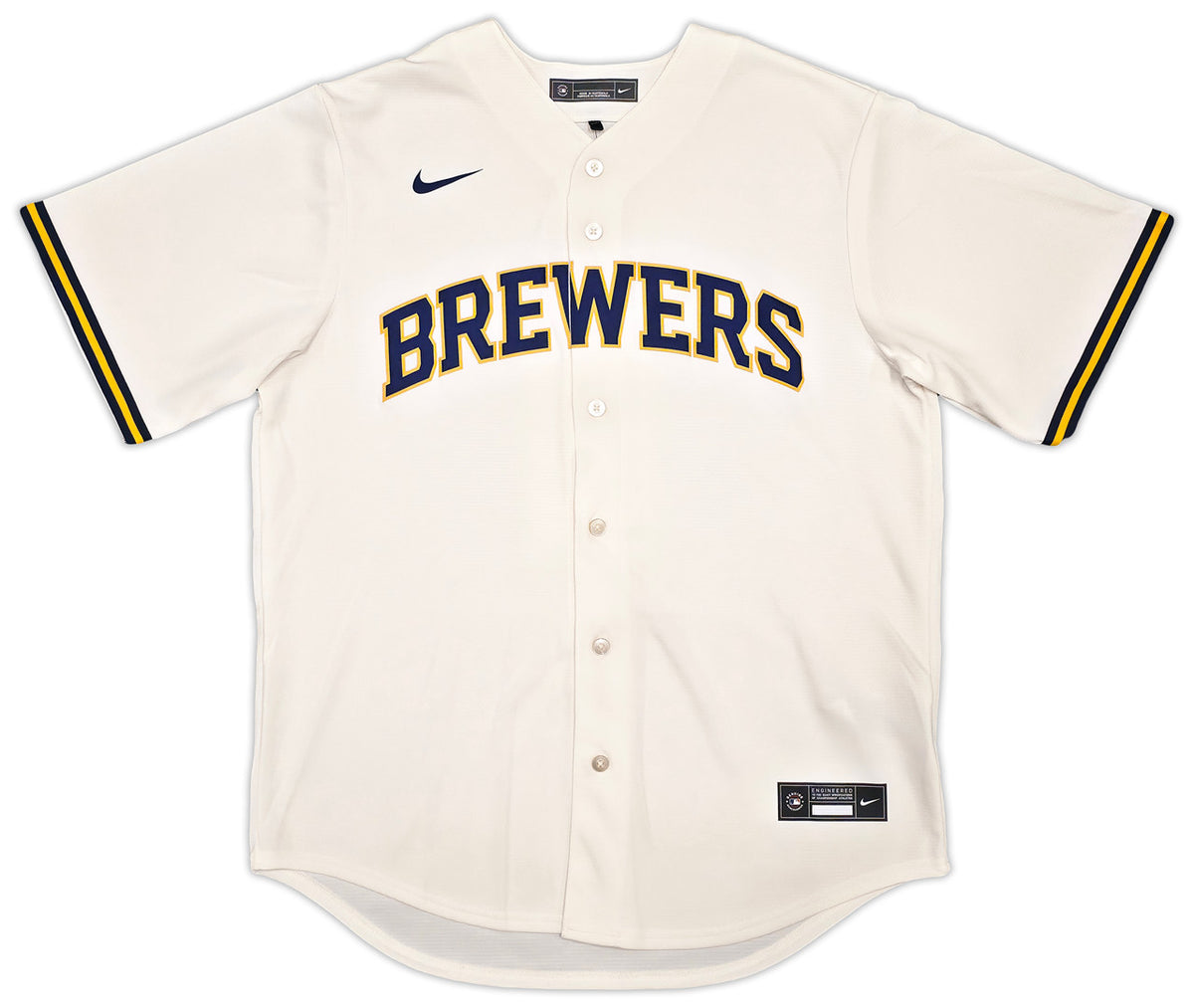 Milwaukee Brewers Jackson Chourio Autographed Cream Nike Jersey Size L Beckett BAS QR Stock #254434