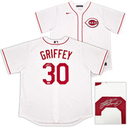 Cincinnati Reds Ken Griffey Jr. Autographed White Nike Jersey Size L Beckett BAS Witness Stock #255485