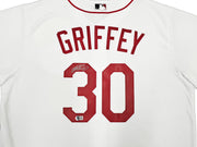 Cincinnati Reds Ken Griffey Jr. Autographed White Nike Jersey Size L Beckett BAS Witness Stock #255485