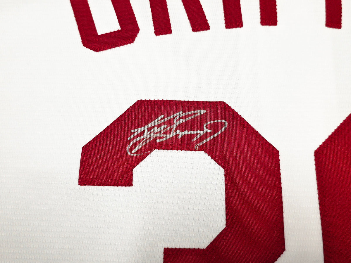 Cincinnati Reds Ken Griffey Jr. Autographed White Nike Jersey Size L Beckett BAS Witness Stock #255485