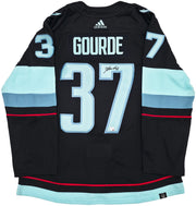 Seattle Kraken Yanni Gourde Autographed Blue Adidas Authentic Primegreen Jersey Size 54 Fanatics Holo Stock #254452