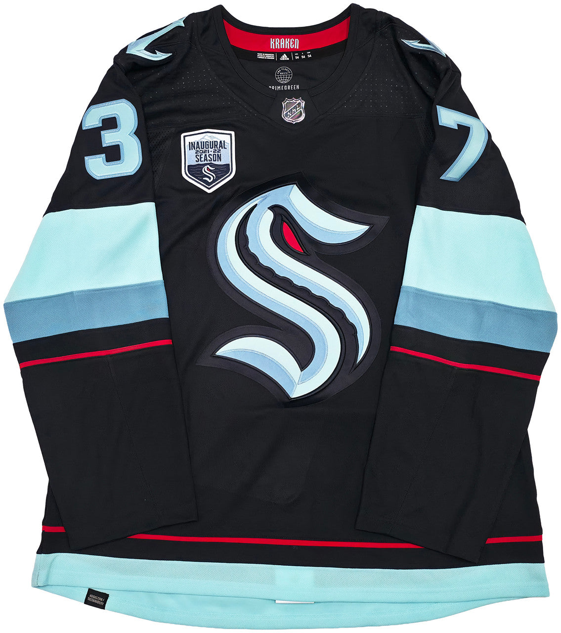 Seattle Kraken Yanni Gourde Autographed Blue Adidas Authentic Primegreen Jersey Size 54 Fanatics Holo Stock #254452