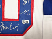 1980 Team USA Miracle on Ice Autographed White Jersey "Do You Believe In Miracles?!" With 18 Signatures Including Eruzione & Craig Beckett BAS Witness Stock #254436