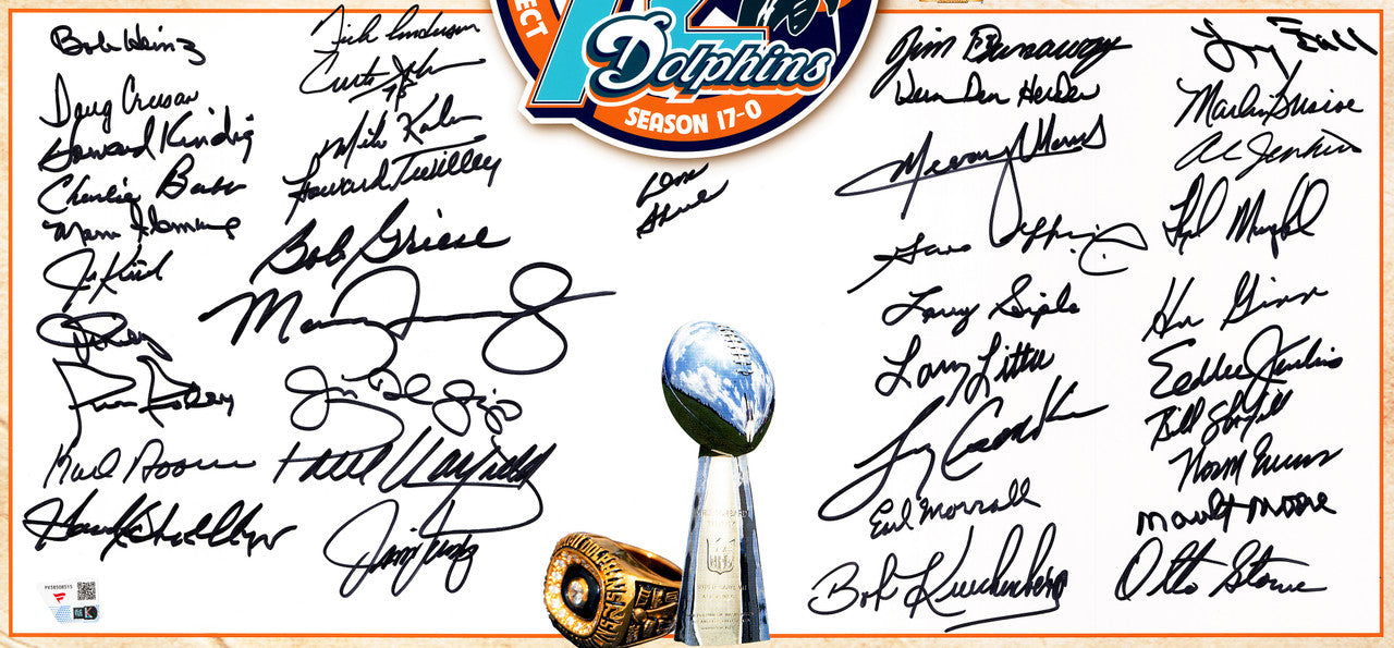 1972 Miami Dolphins Perfect Season Team Autographed 20x24 Photo With 39 Signatures Including Shula & Griese Fanatics Holo Stock #255476