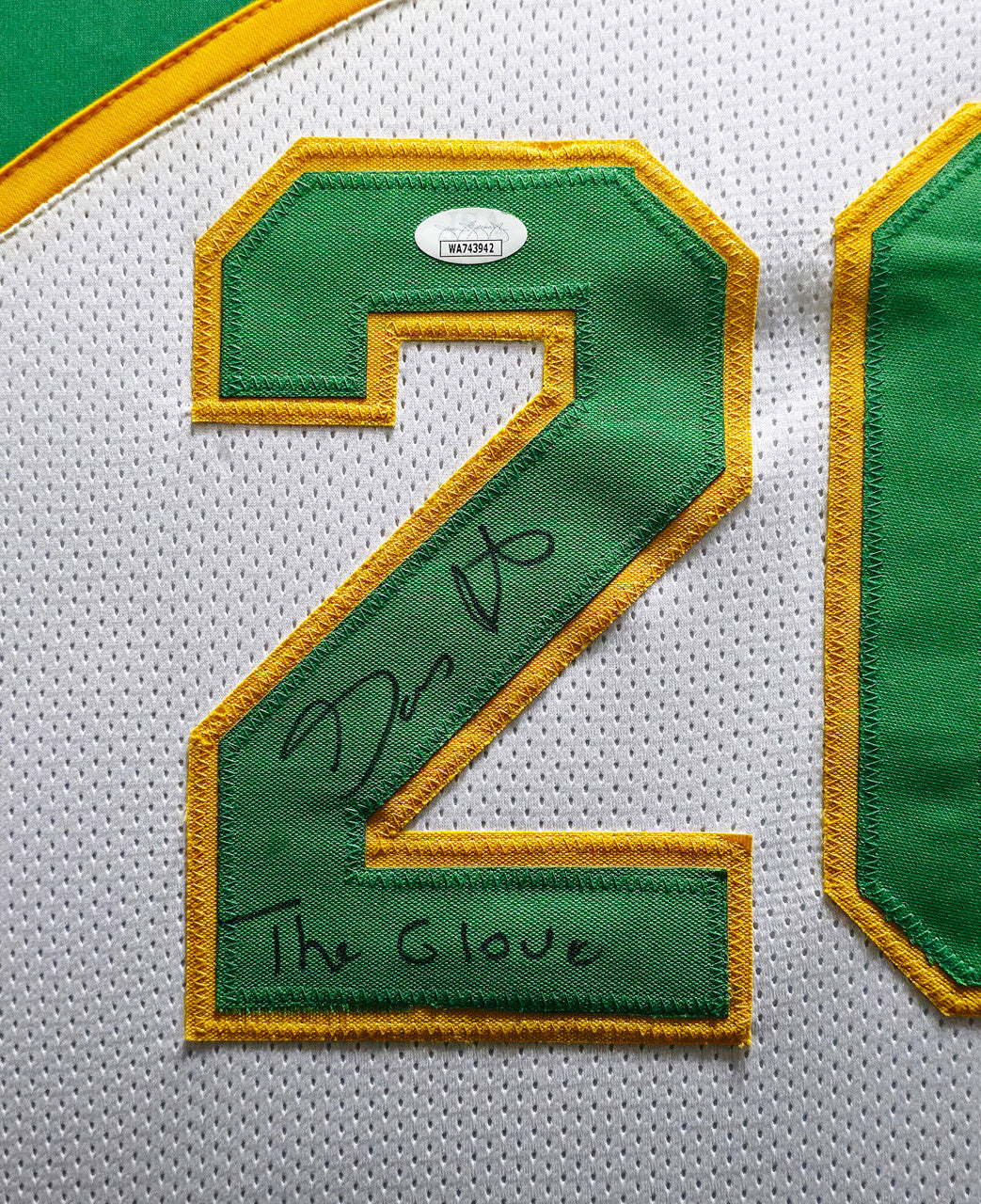 Seattle Supersonics Gary Payton Autographed Framed White Jersey "The Glove" JSA Stock #254173