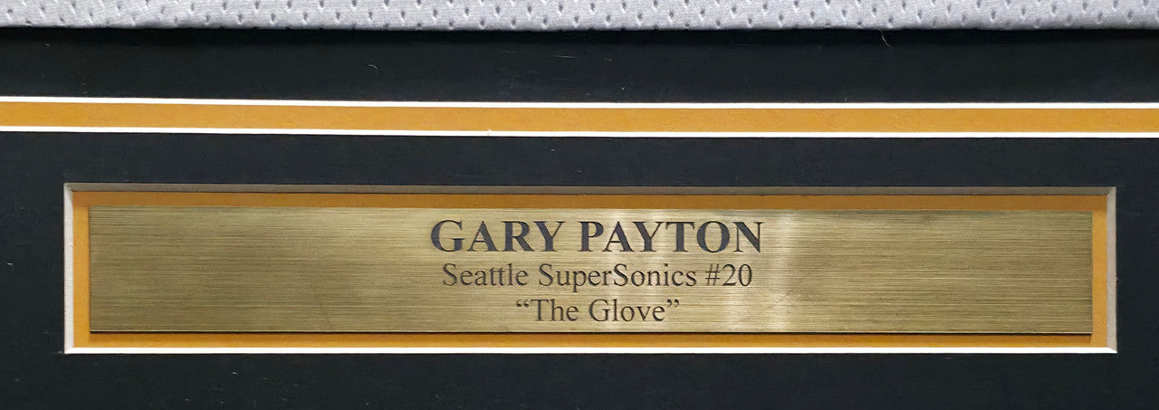 Seattle Supersonics Gary Payton Autographed Framed White Jersey "The Glove" JSA Stock #254173