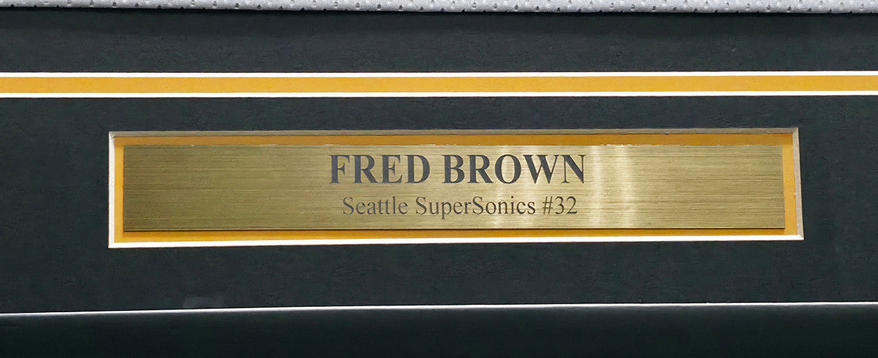 Seattle Supersonics Downtown Fred Brown Autographed Framed White Jersey MCS Holo Stock #256420