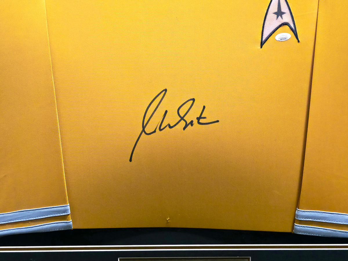Star Trek William Shatner Autographed Framed Gold Uniform Jersey JSA Stock #256417