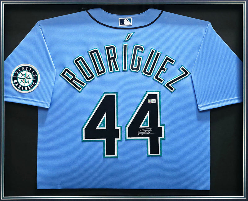 Seattle Mariners Julio Rodriguez Autographed Framed Blue Nike Jersey Beckett BAS QR Stock #256421