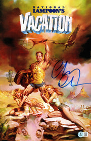 Chevy Chase Autographed Framed 11x17 Vacation Movie Poster Beckett BAS Witness Stock #256659