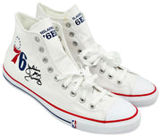 Julius "Dr. J" Erving Autographed White All Star Philadelphia 76ers Logo Converse Shoes Size 16 Beckett BAS QR Stock #256802