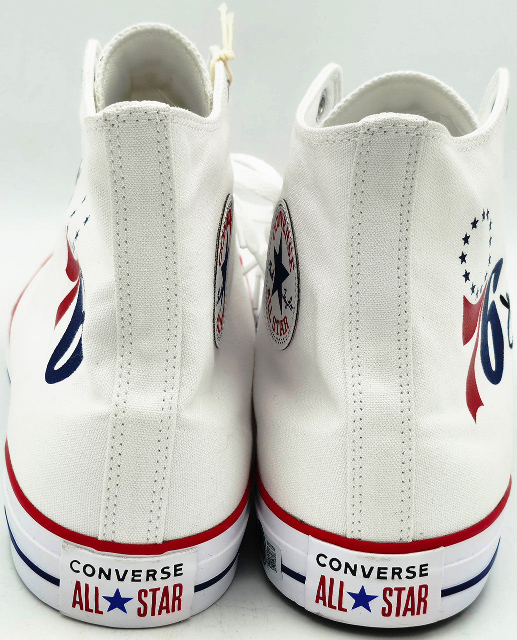Julius "Dr. J" Erving Autographed White All Star Philadelphia 76ers Logo Converse Shoes Size 16 Beckett BAS QR Stock #256802
