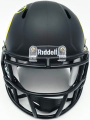 Tez Johnson Autographed Oregon Ducks Matte Black Speed Mini Helmet JSA Witness Stock #256796