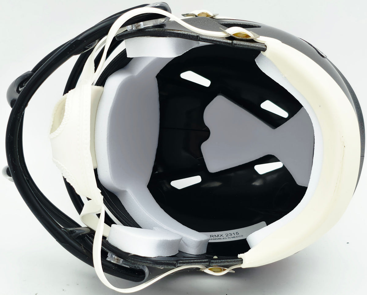 Tez Johnson Autographed Tampa Bay Buccaneers Silver Speed Mini Helmet JSA Witness Stock #256801
