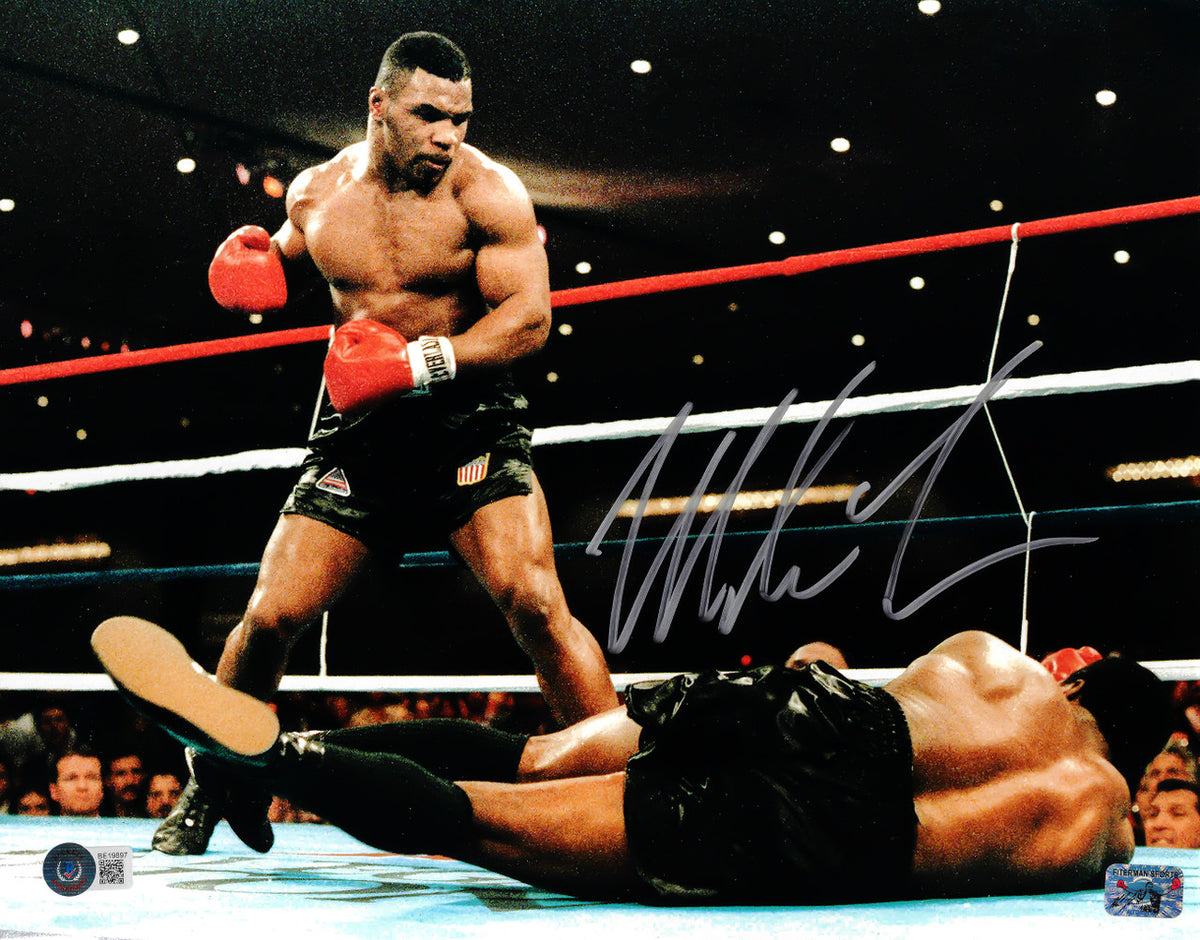 Mike Tyson Autographed Framed 11x14 Photo Standing Over Beckett BAS QR Stock #256664
