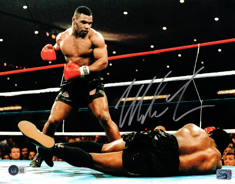 Mike Tyson Autographed Framed 11x14 Photo Standing Over Beckett BAS QR Stock #256664