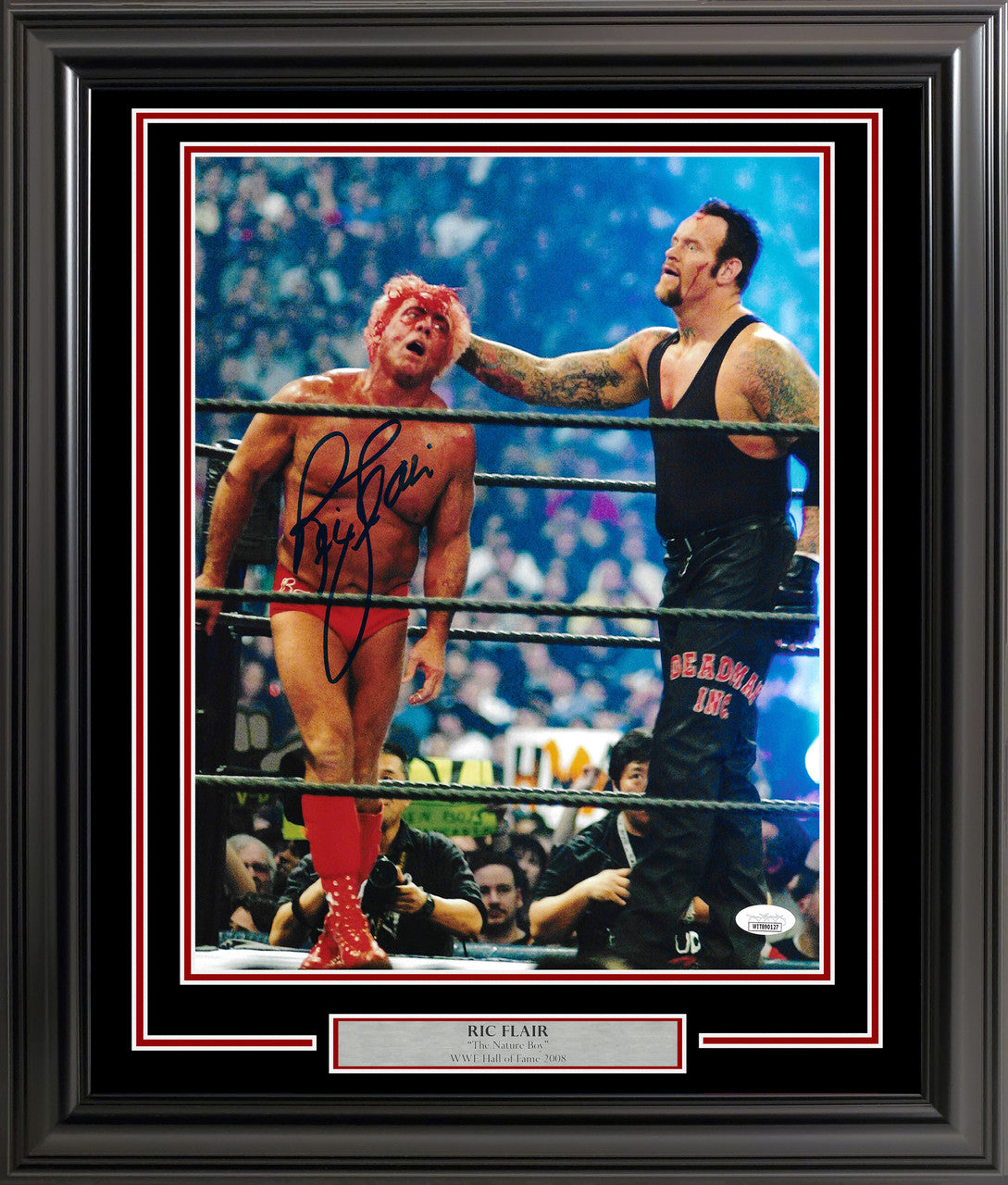 Ric Flair Autographed Framed 11x14 Photo WWE vs. Undertaker JSA Stock #256666