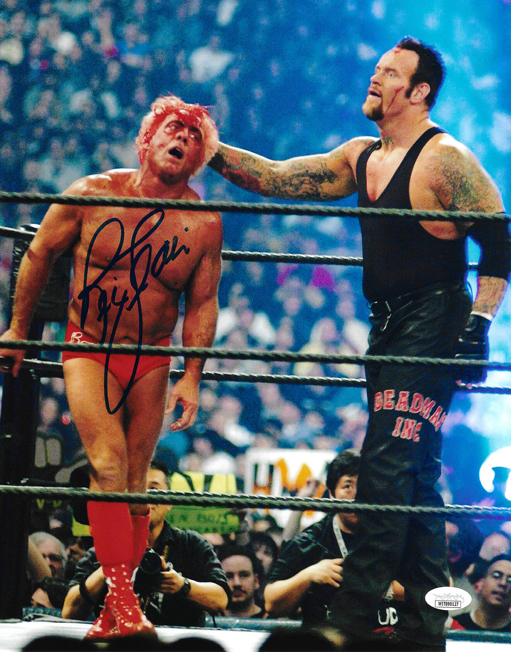 Ric Flair Autographed Framed 11x14 Photo WWE vs. Undertaker JSA Stock #256666