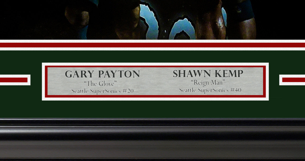 Gary Payton & Shawn Kemp Autographed Framed 16x20 Photo Seattle Supersonics Beckett BAS QR Stock #256674
