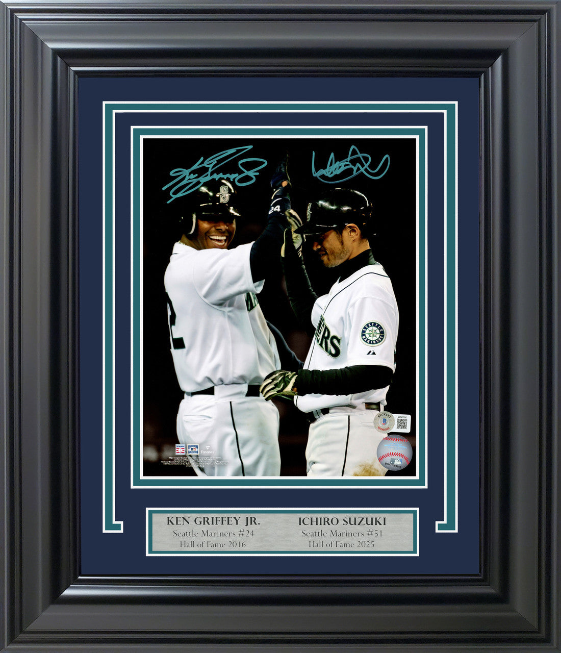 Ichiro Suzuki & Ken Griffey Jr. Autographed Framed 8x10 Photo Seattle Mariners Beckett BAS Witness Stock #256685