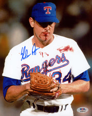 Nolan Ryan Autographed Framed 8x10 Photo Texas Rangers Bloody Lip PSA/DNA Stock #256686